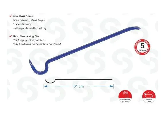 SK 6000 Kısa Sökü Demiri 1200g 61cm Paslanmaz Çelik Dar Alan Söküm Kancası Fiyatı, Yorumları ve Özellikleri