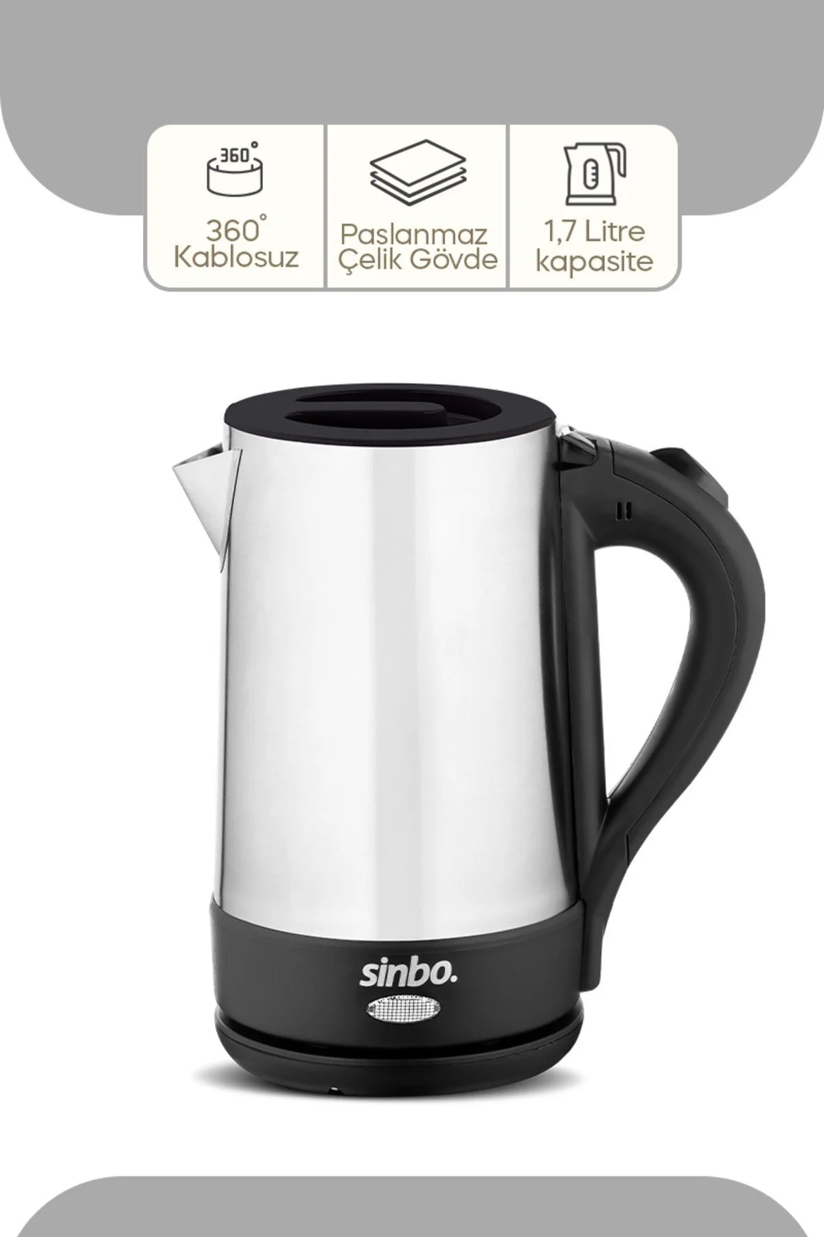 SK-8022 Kablosuz Su Isıtıcı Paslanmaz Çelik Kettle