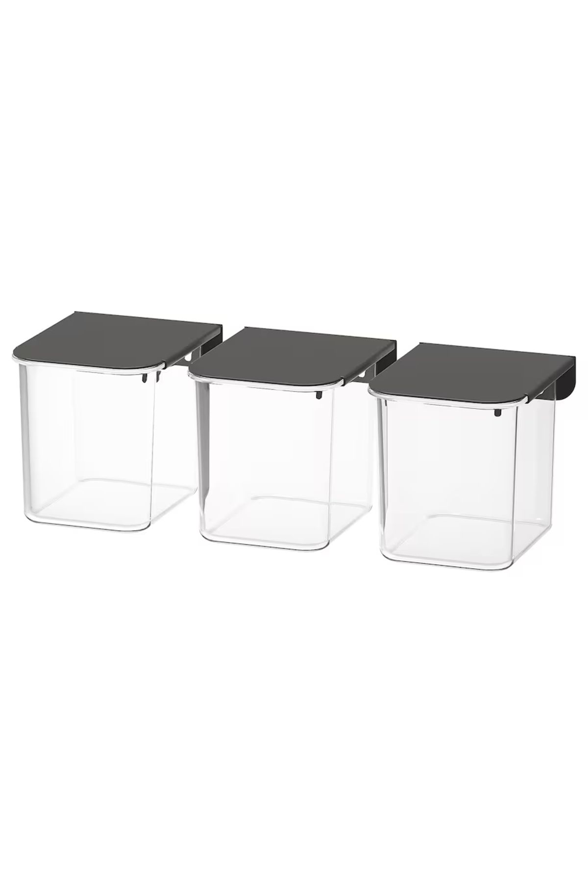 İkea Skadıs 3 Lü Set Çok Amaçlı Pano Parçası Kapaklı Şeffaf Koyu Gri K