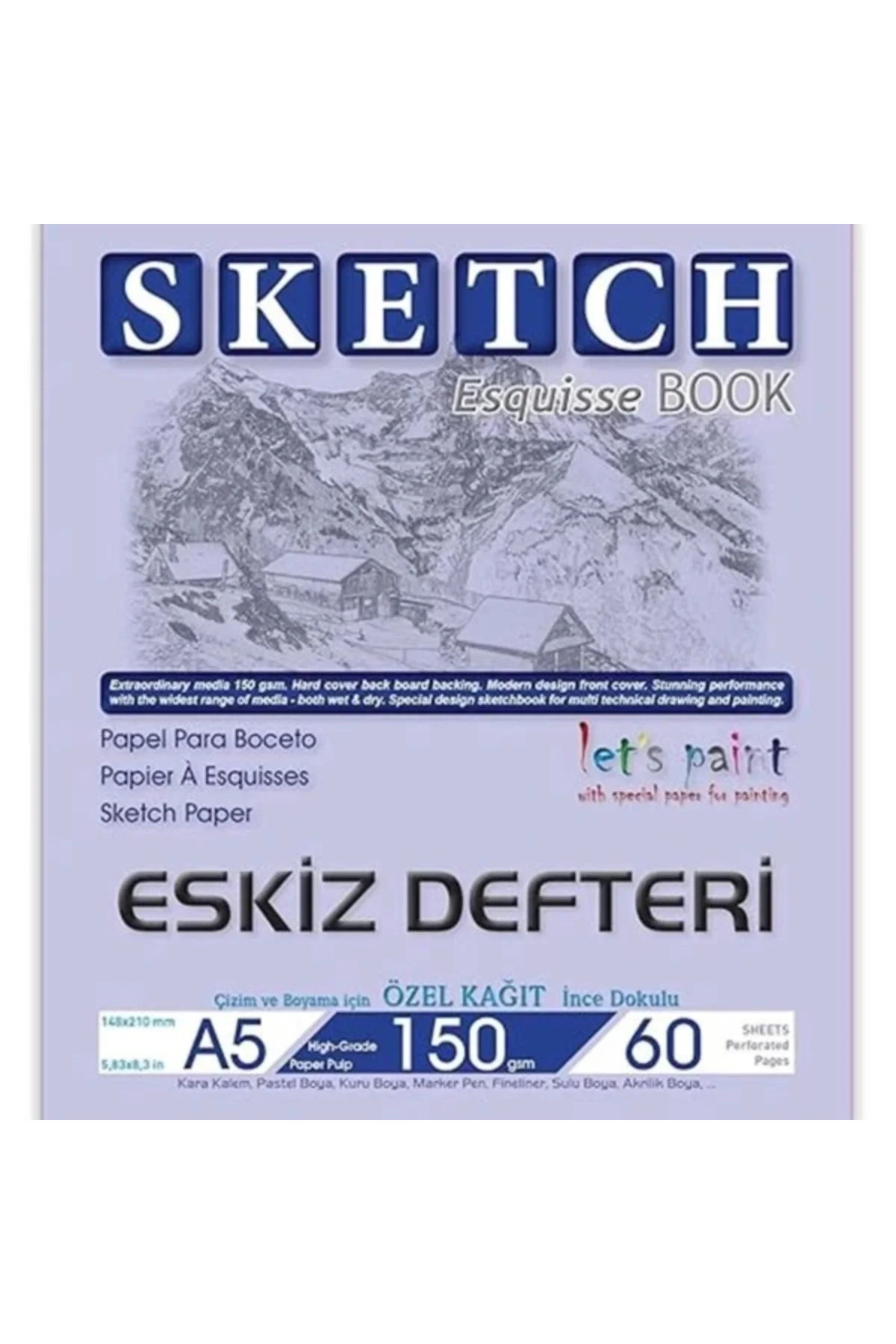 Sketchbook Zigana A5 Spiralli 150 Gr. 60 Yaprak Eskiz Defteri