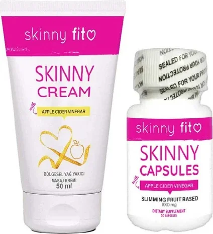 Skinny Fit Cream Elma Sirkesi Vücut Bakım Kremi + 30 Kapsül Seti - Zayıflama Kremi