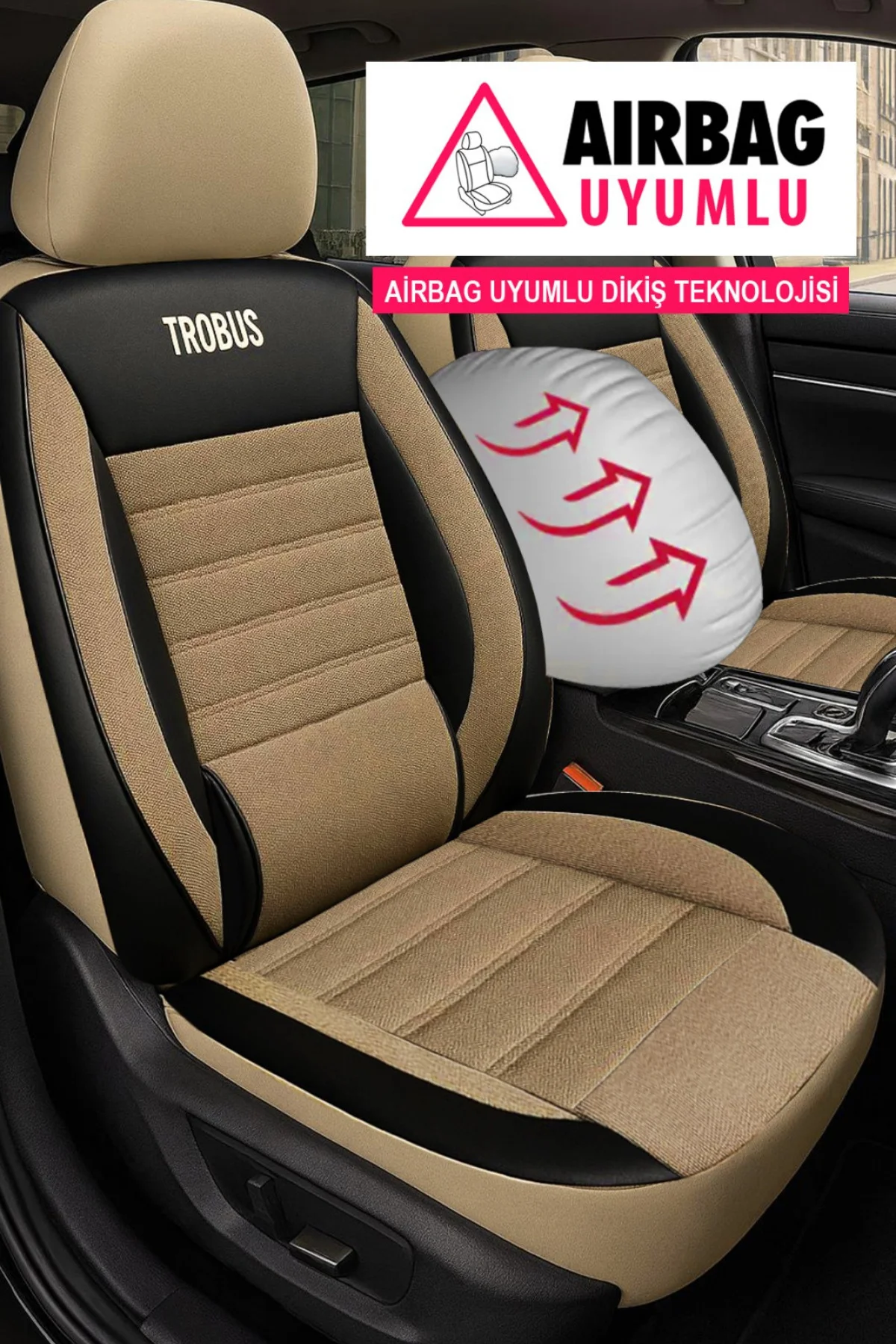 Skoda Fabia 2007 ve Sonrası Uyumlu Saren Serisi Bej Koltuk Kılıfı