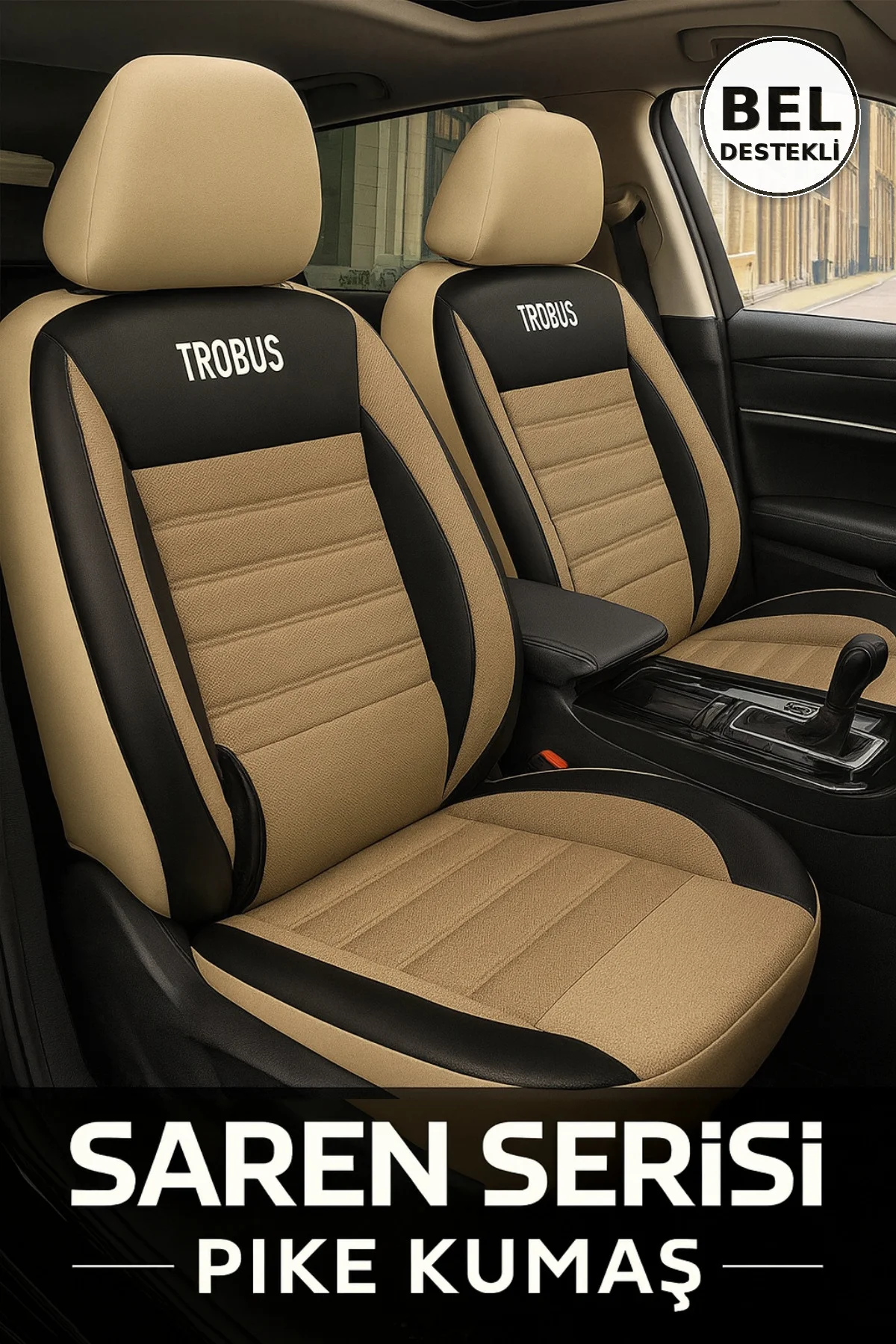 Skoda Fabia 2007 ve Sonrası Uyumlu Saren Serisi Bej Koltuk Kılıfı