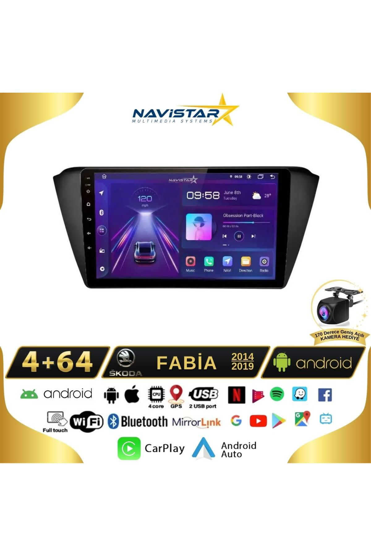 Skoda Fabia 2014-2019 Model 4 64 Gb Android 13 Kablosuz Carplay N Skoda Fabia 2014-2019 Model 4 64 Gb Android 13 Kablosuz Carplay N