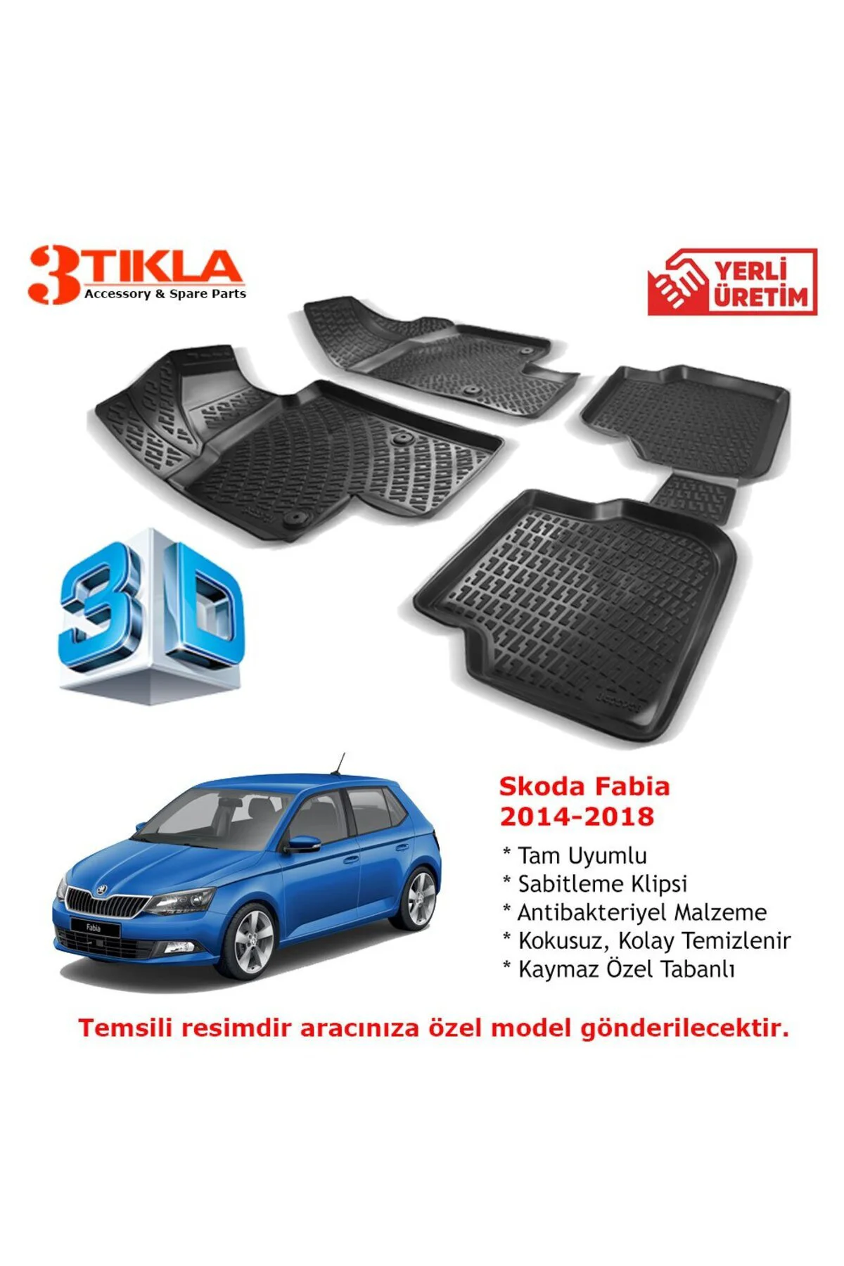 Skoda Fabia 2014-2018 Premium 3D Havuzlu Paspas Seti