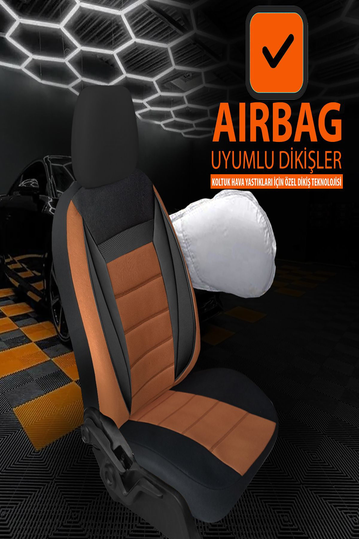 SKODA FABIA 2015- Uyumlu Oto Koltuk Kılıfı Enigma Serisi - Taba