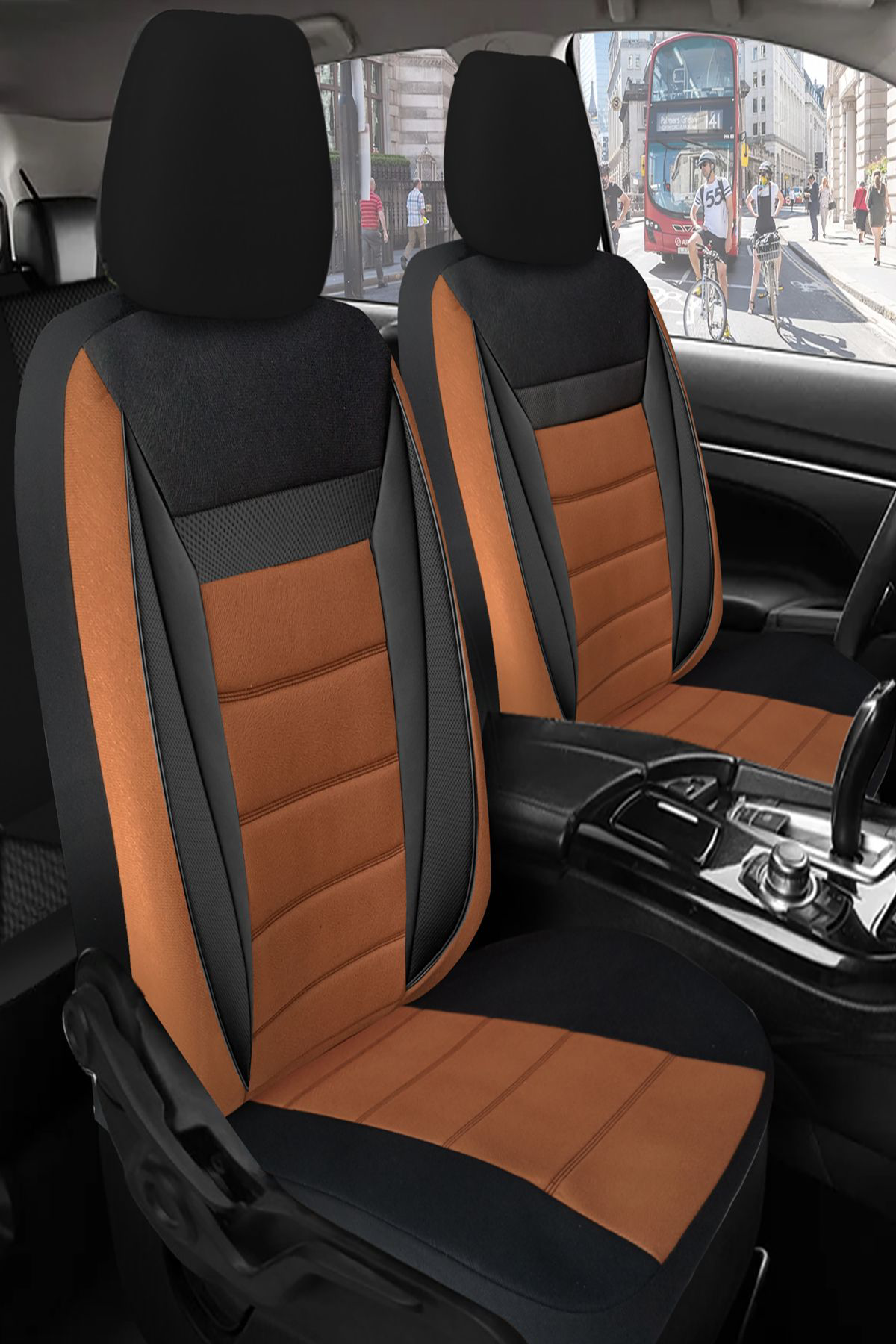 SKODA FABIA 2015- Uyumlu Oto Koltuk Kılıfı Enigma Serisi - Taba