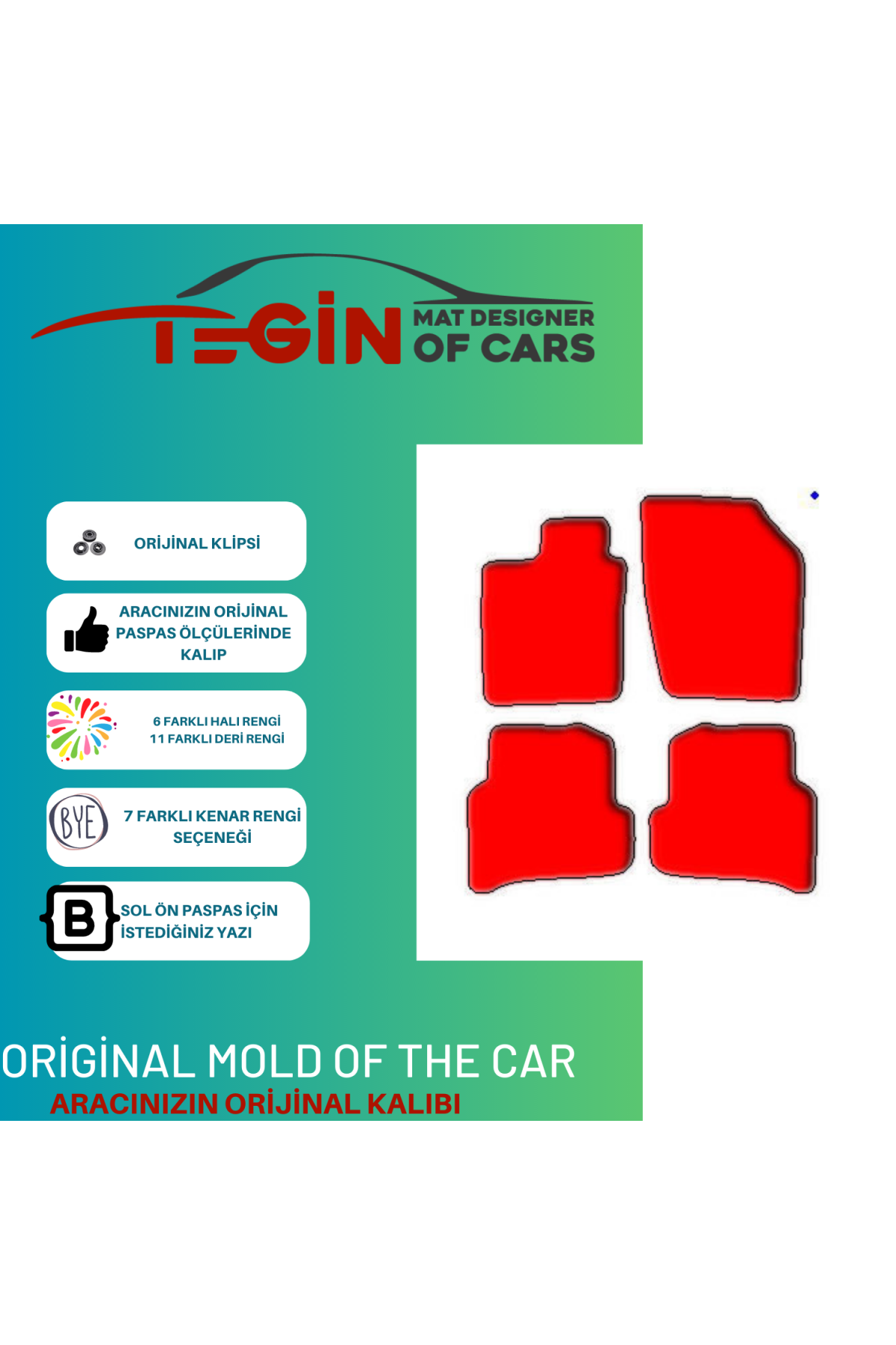 Skoda Fabia 3 2014 + Prime Siyah Kırmızı Deri Bej Kenar Paspas