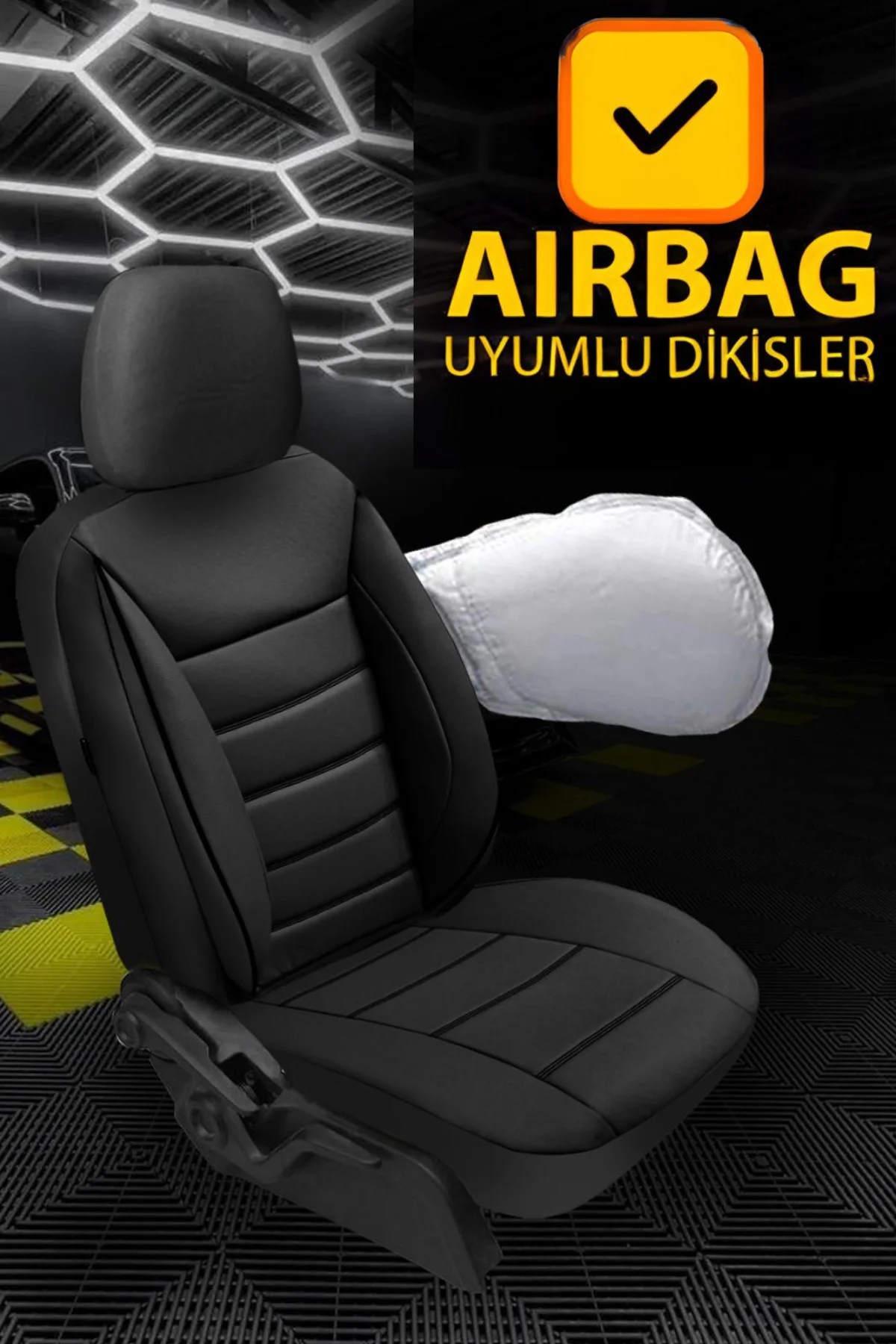 Skoda Fabia Hatchback 2007-2010 Aracınıza Uyumlu JetDrive Deri Koltuk Kılııfı Siyah
