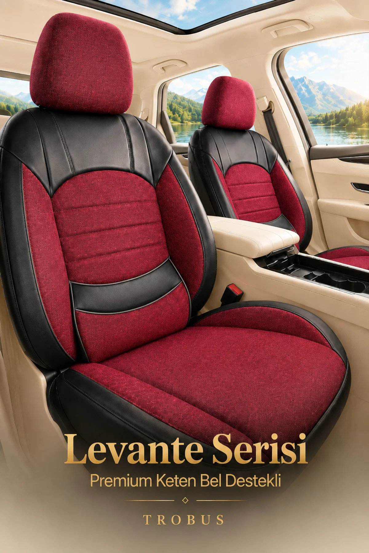 Skoda Kamic 2019 ve Sonrası Uyumlu Levante Serisi Keten Oto Koltuk Kılıfı Bordo Siyah Skoda Kamic 2019 ve Sonrası Uyumlu Levante Serisi Keten Oto Koltuk Kılıfı Bordo Siyah