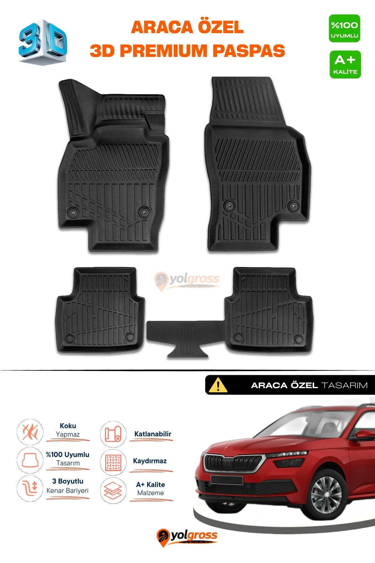 Skoda Kamiq 3D Pro Havuzlu Paspas 2019 Üzeri A+ Kalite