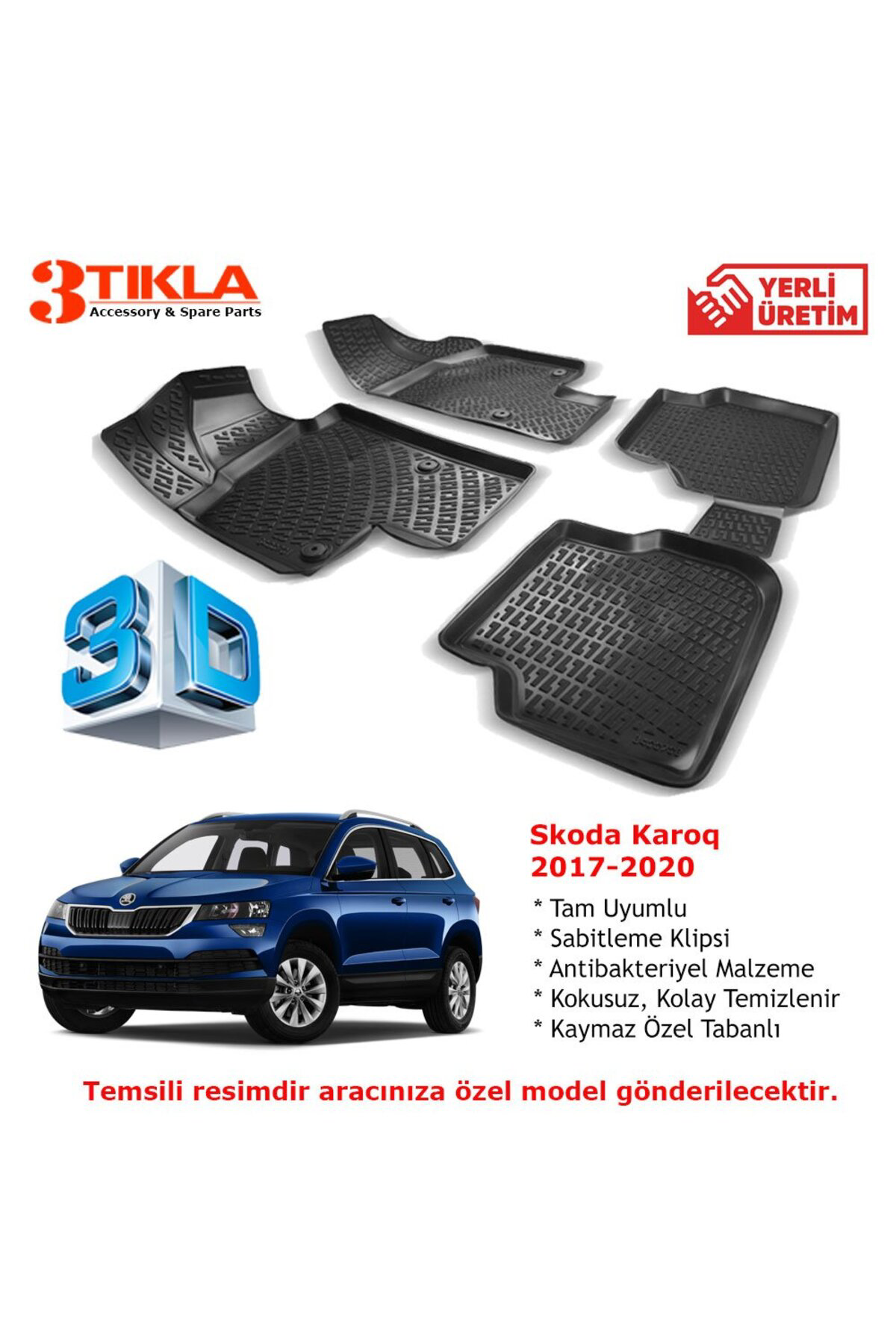 Skoda Karoq 2017-2020 Premium 3D Havuzlu Paspas Seti