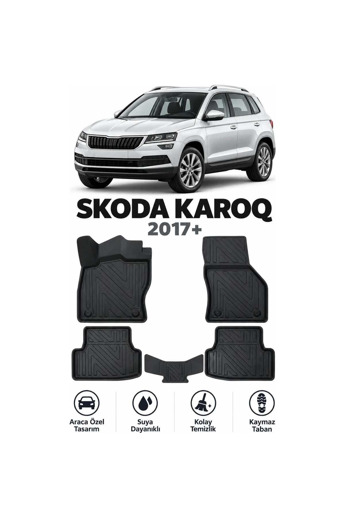 Skoda Karoq 2017 Sonrası Karbon Desenli Premium 3D Havuzlu Oto Paspas Skoda Karoq 2017 Sonrası Karbon Desenli Premium 3D Havuzlu Oto Paspas