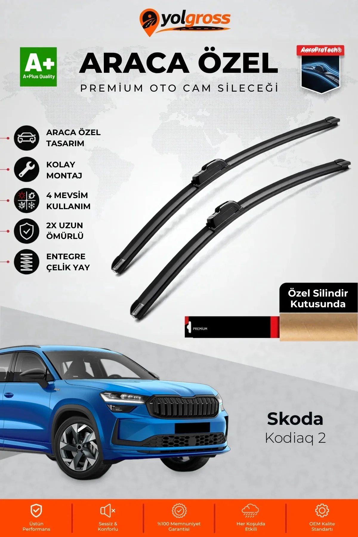 Skoda Kodiaq 2 Ön Cam Silecek Seti 2024 Üzeri Premium Araca Özel 65-55 Cm A+ Kalite Skoda Kodiaq 2 Ön Cam Silecek Seti 2024 Üzeri Premium Araca Özel 65-55 Cm A+ Kalite