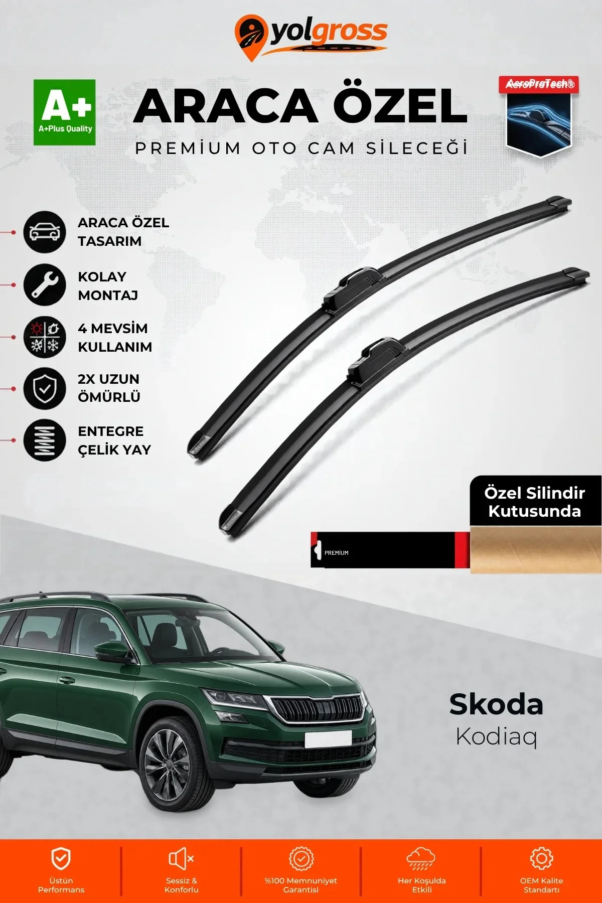 Skoda Kodiaq Ön Cam Silecek Seti 2017-2024 Premium Araca Özel 60-53 Cm A+ Kalite