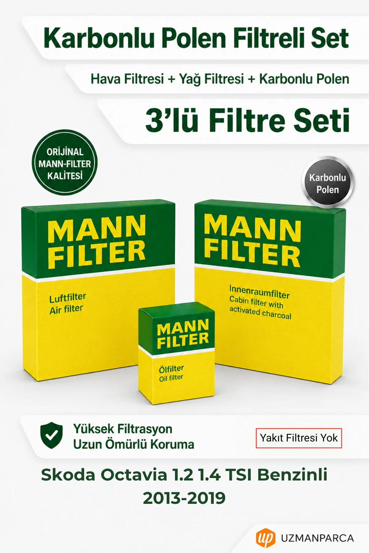 Skoda Octavia 1.2 1.4 TSI Benzinli 2013-2019 MANN Filtre Seti (3’ Skoda Octavia 1.2 1.4 TSI Benzinli 2013-2019 MANN Filtre Seti (3’