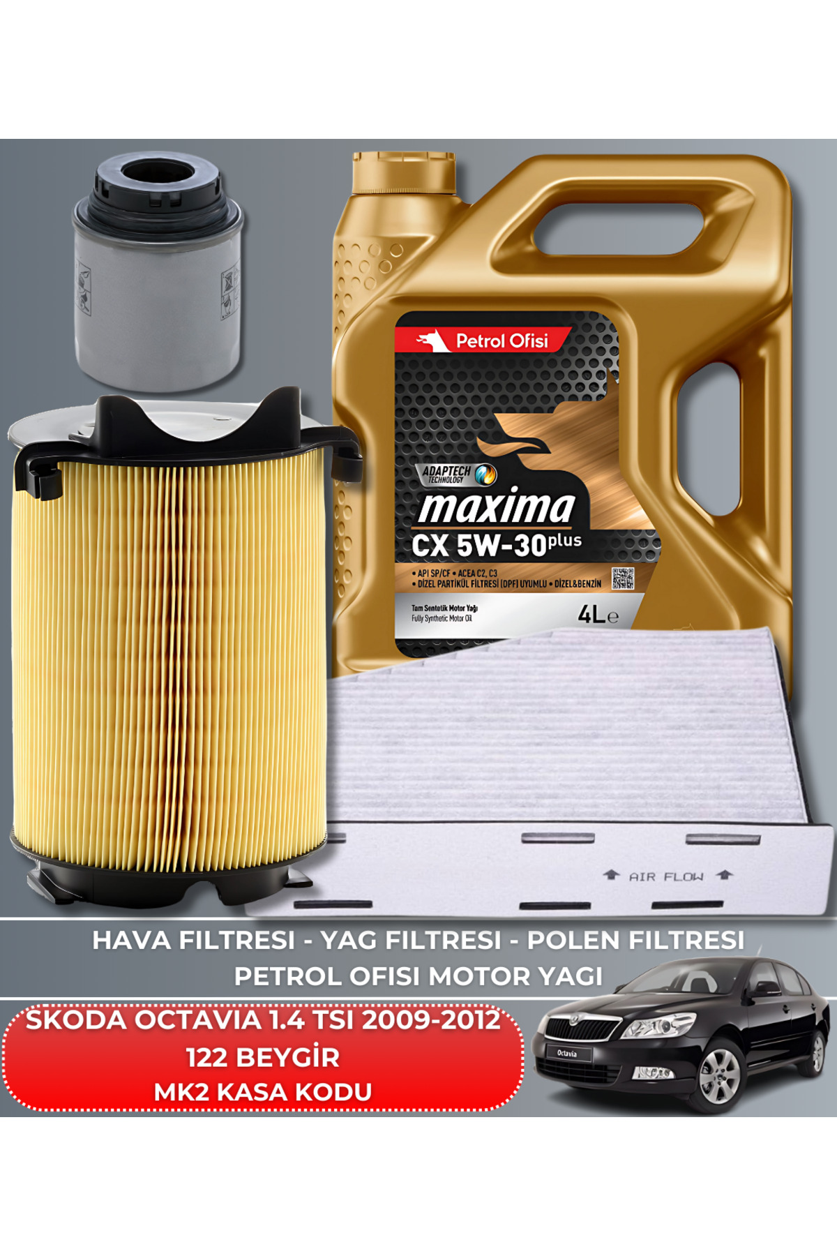 Petrol Ofisi Skoda Octavia 1.4 Tsi 2009-2010-2011-2012 122 Beygir Filtre - Yağ