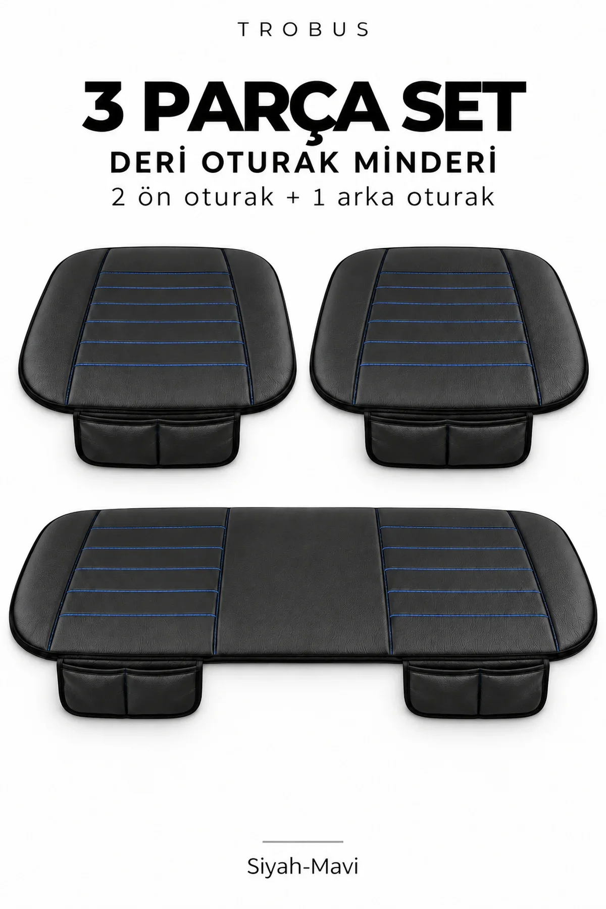 Skoda Octavia 2004+ Çizgili Suni Deri Su Geçirmez 3'lü Oturak Minderi Siyah Mavi Skoda Octavia 2004+ Çizgili Suni Deri Su Geçirmez 3'lü Oturak Minderi Siyah Mavi - Görsel 8