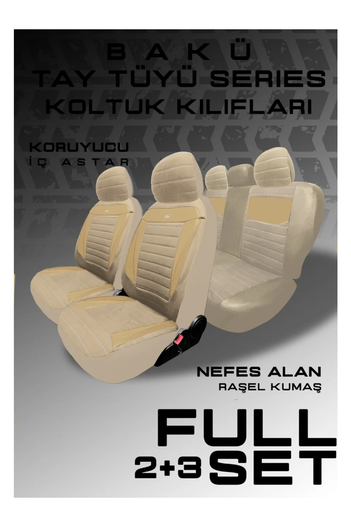 Skoda Octavia 2004 ve Sonrası Uyumlu Bakü Natura Serisi Raşel Bej Koltuk Kılıfı