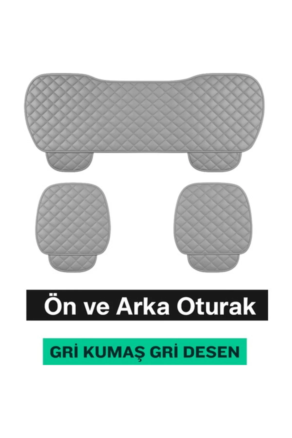 Skoda Octavia 2009-2013 3'lü Kapitone Kumaş Oturak Minderi Gri Siyah - Görsel 2
