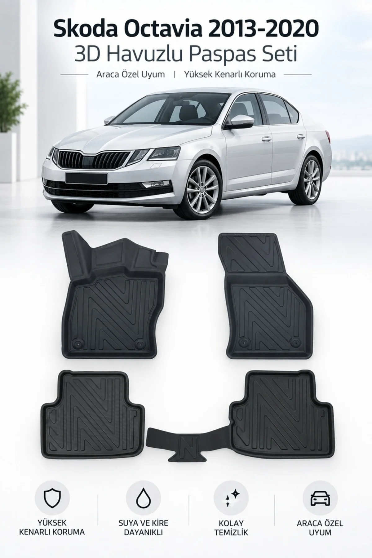 Skoda Octavia 2013-2020 Karbon Desenli Premium 3D Havuzlu Oto Paspas Skoda Octavia 2013-2020 Karbon Desenli Premium 3D Havuzlu Oto Paspas