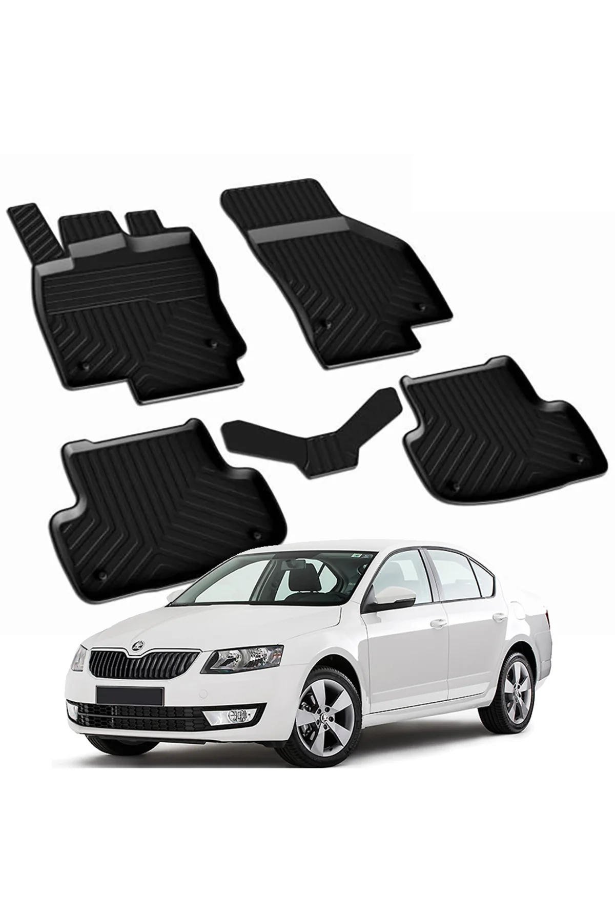 SKODA OCTAVIA 3 2013-2019 Model Yılları İçin Uyumlu Yeo 4D Havuzlu Paspas Takımı