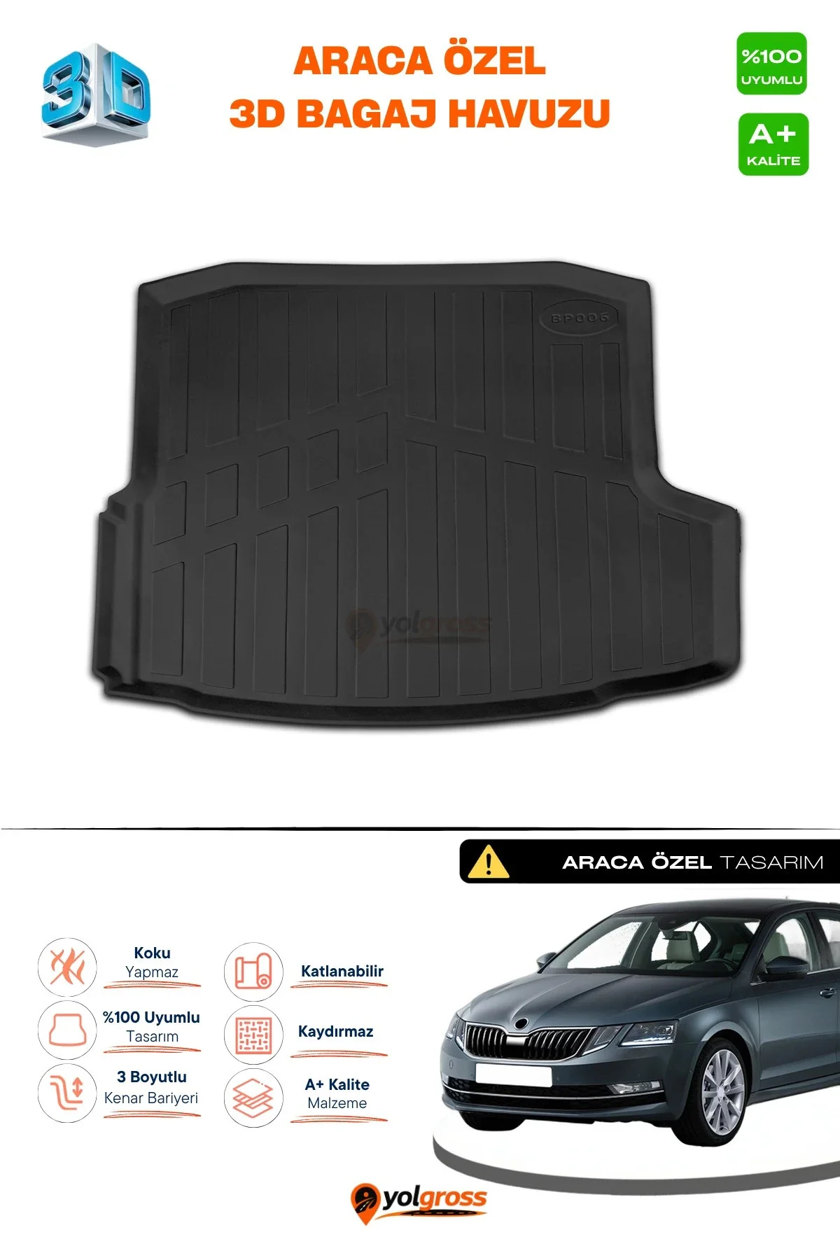 Skoda Octavia 3D Pro Bagaj Havuzu 2013-2020 A+ Kalite
