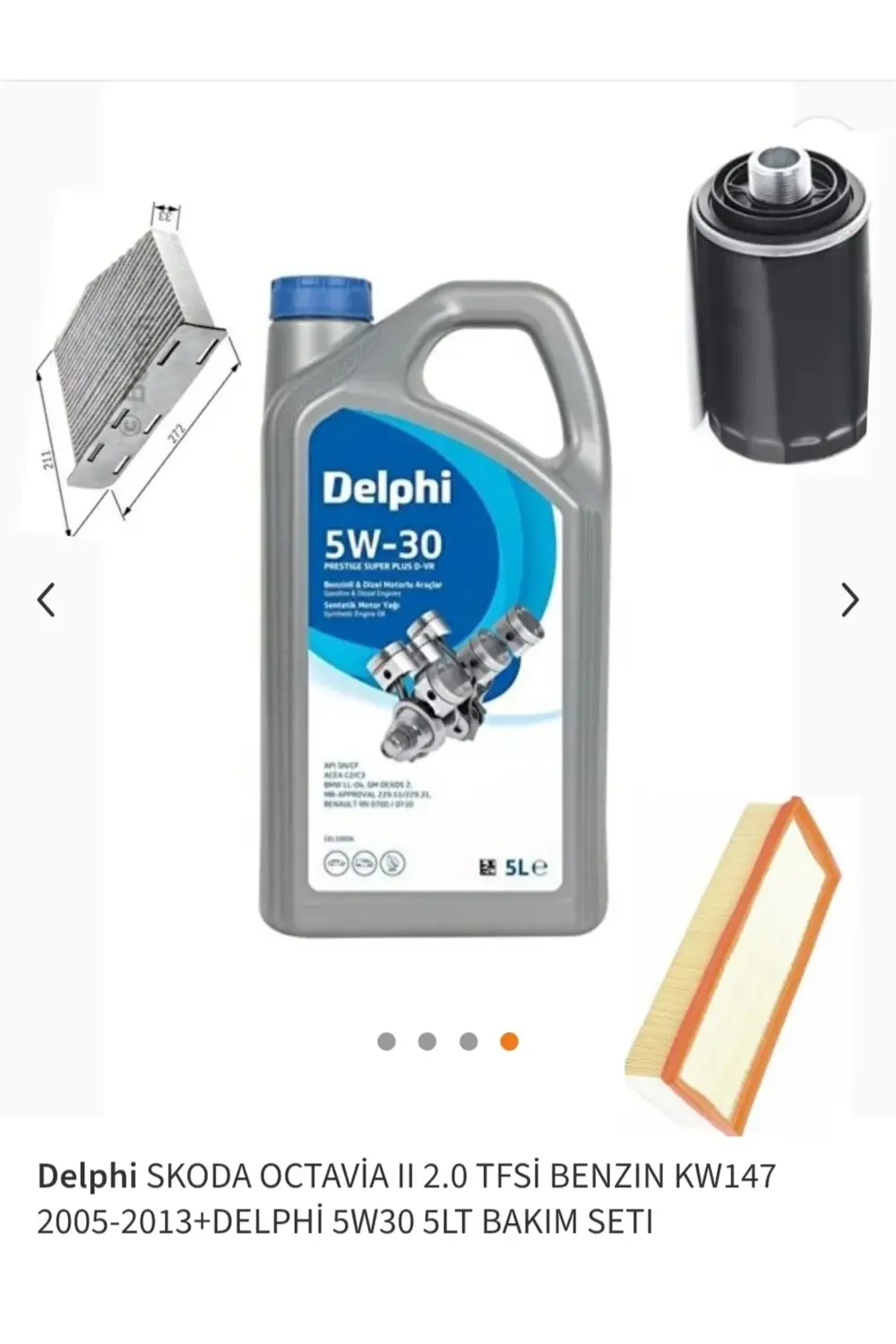 SKODA OCTAVİA II 2.0 TFSİ BENZIN KW147 2005-2013+DELPHİ 5W30 5LT