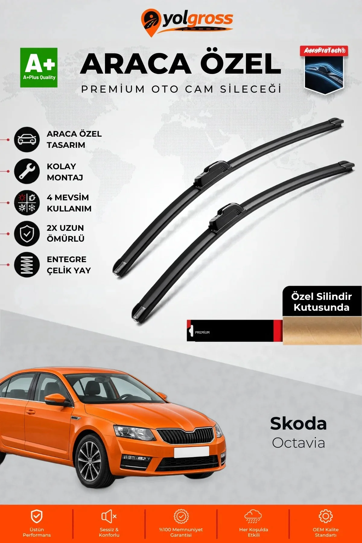 Skoda Octavia Ön Cam Silecek Seti 2012-2020 Premium Araca Özel 60-45 Cm A+ Kalite