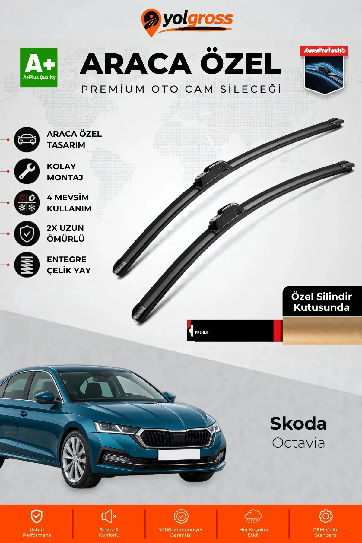 Skoda Octavia Ön Cam Silecek Seti 2020 Üzeri Premium Araca Özel 65-48 Cm A+ Kalite