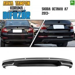 Skoda Octavia Uyumlu A7 Arka Tampon Difüzör Egzozlu OEM Stil 2013