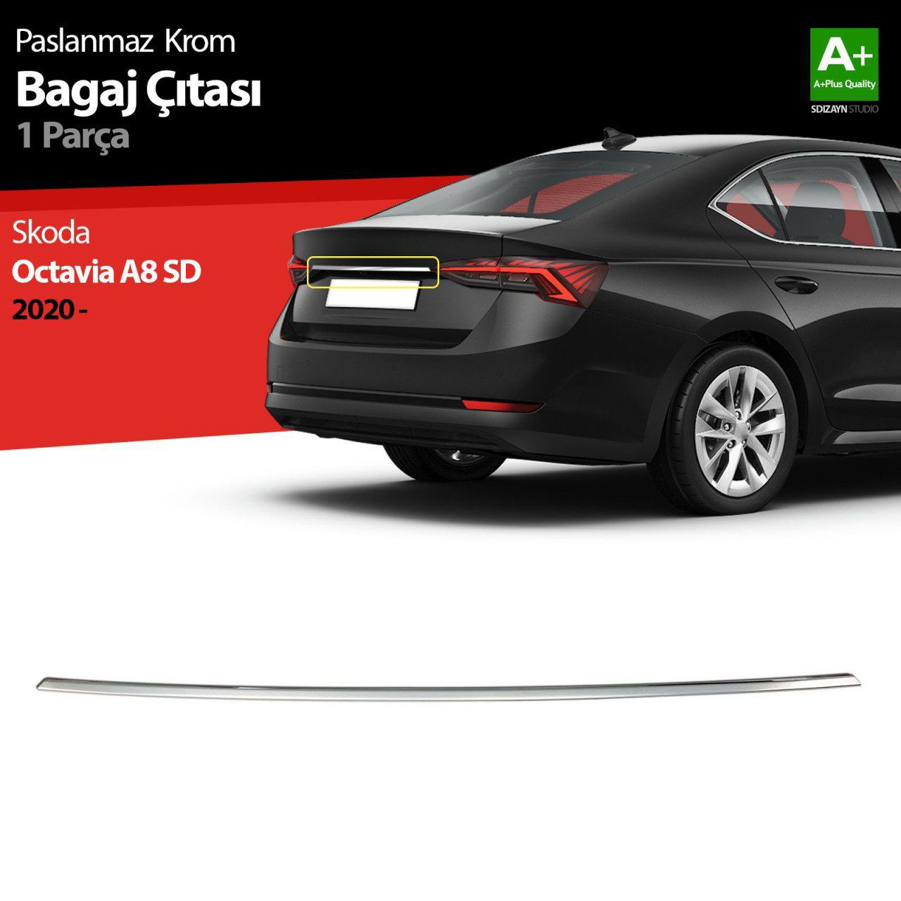 Skoda Octavia Uyumlu A8 Krom Bagaj Çıtası 2020 Üzeri Skoda Octavia Uyumlu A8 Krom Bagaj Çıtası 2020 Üzeri
