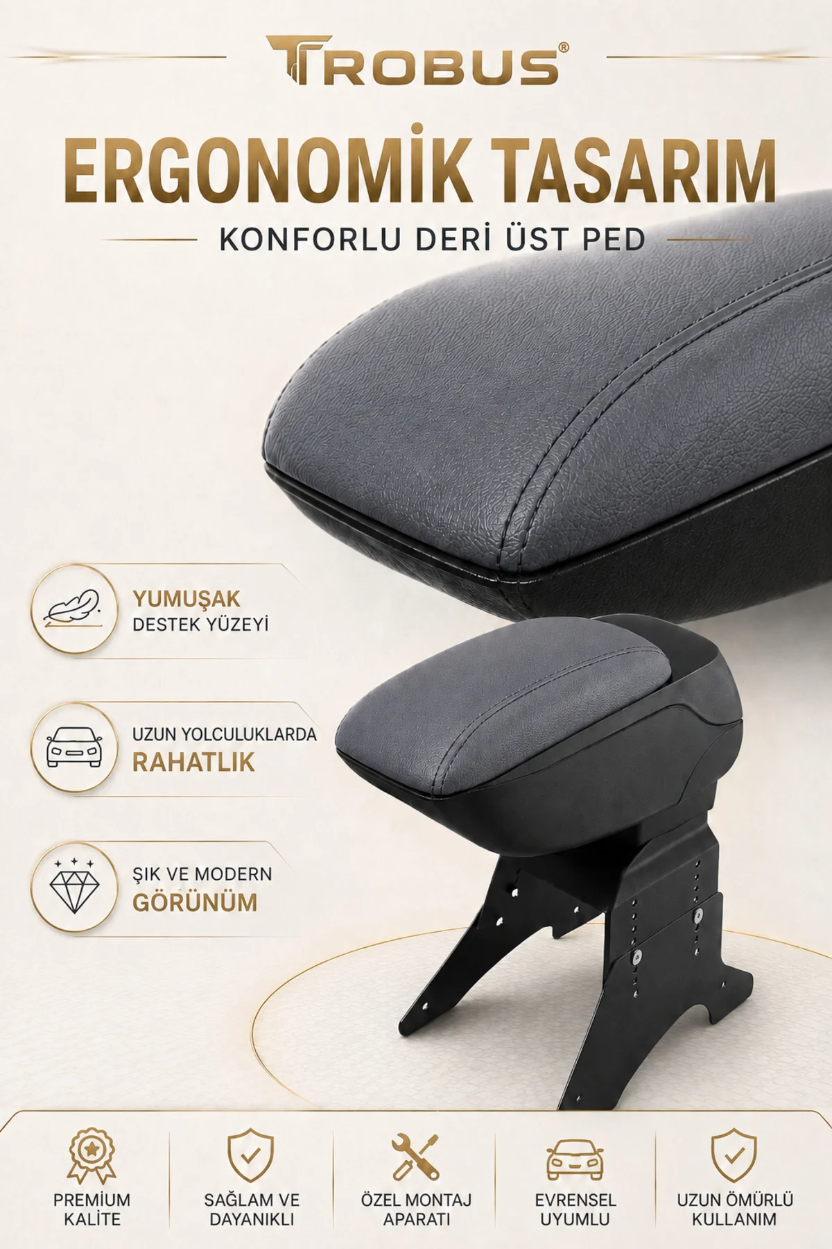 Skoda Rapid 2012-2019 Uyumlu Füme Ayaklı Sürgülü Kolçak Ayarlanabilir Yükseklikli Fiyatı, Yorumları ve Özellikleri