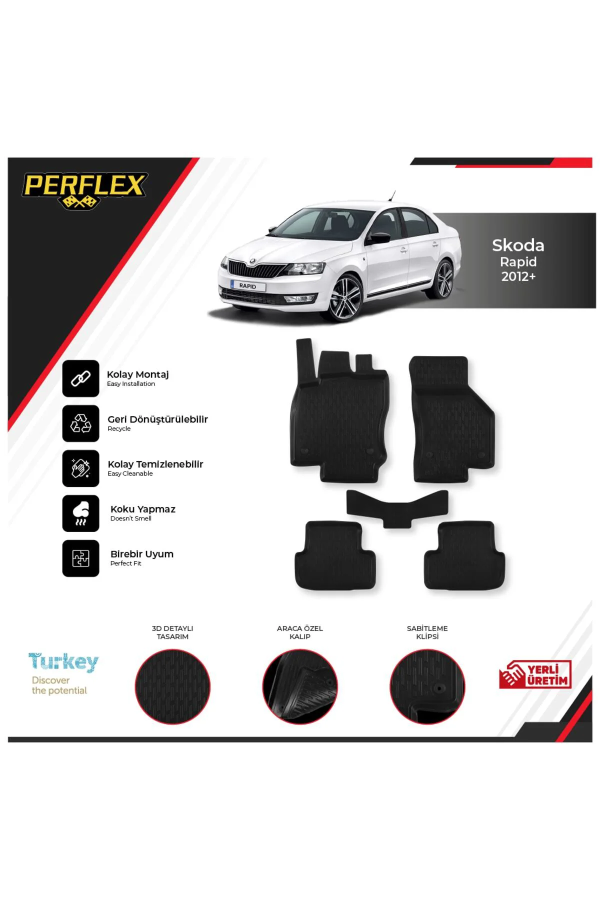 Skoda Rapıd 2012+ 3d Havuzlu Paspas