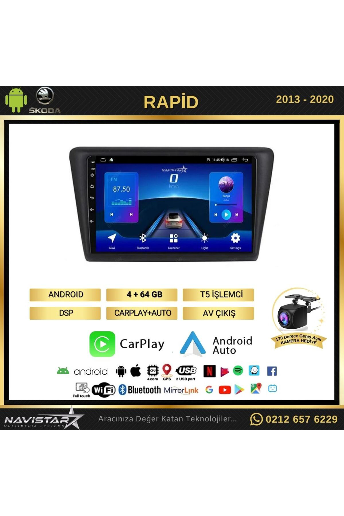 Skoda Rapid 2013-2020 Model 4gb 64gb Android 13 Kablosuz Carplay Skoda Rapid 2013-2020 Model 4gb 64gb Android 13 Kablosuz Carplay