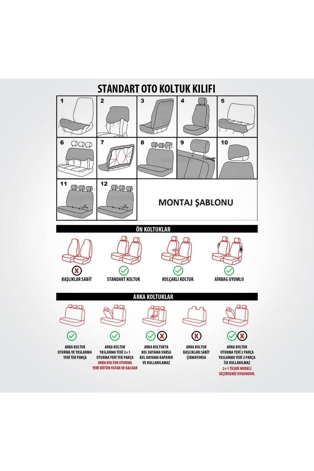 Jet Garaj Skoda Rapid Uyumlu Koltuk Kilifi Samma - Kirmizi