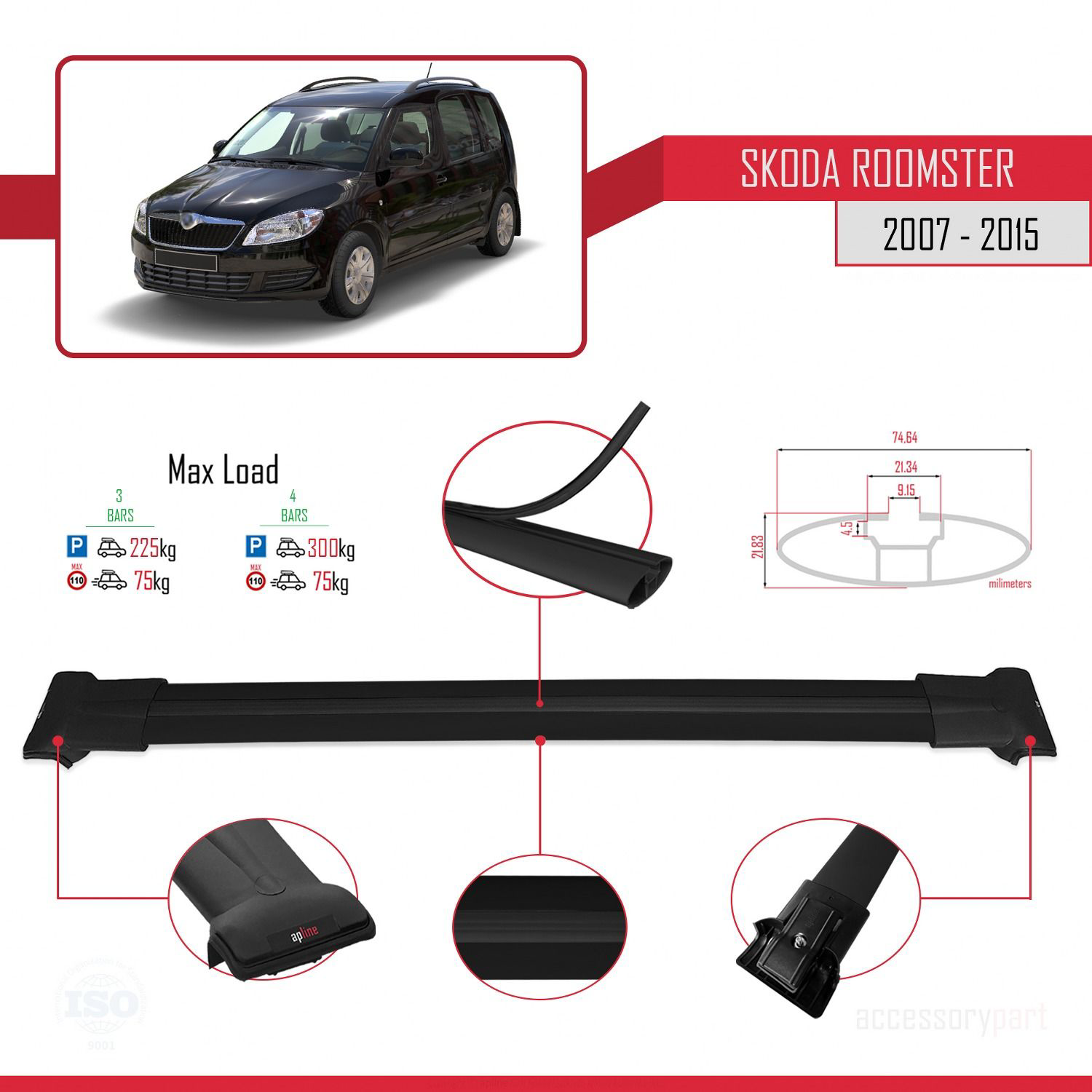 Skoda Roomster 2007-2015 Arası ile Uyumlu FLY Model Ara Atkı Tava