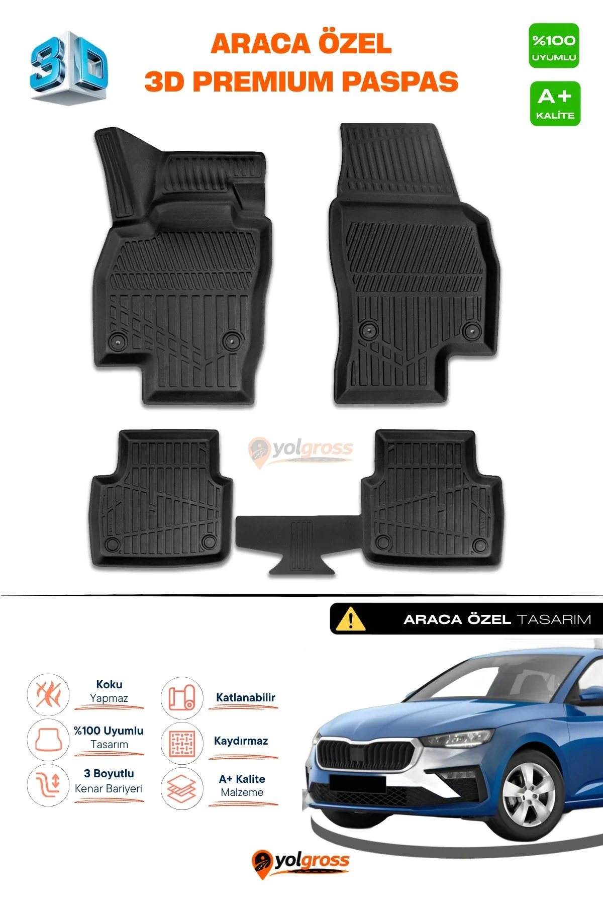 Skoda Scala 3D Pro Havuzlu Paspas 2019 Üzeri A+ Kalite