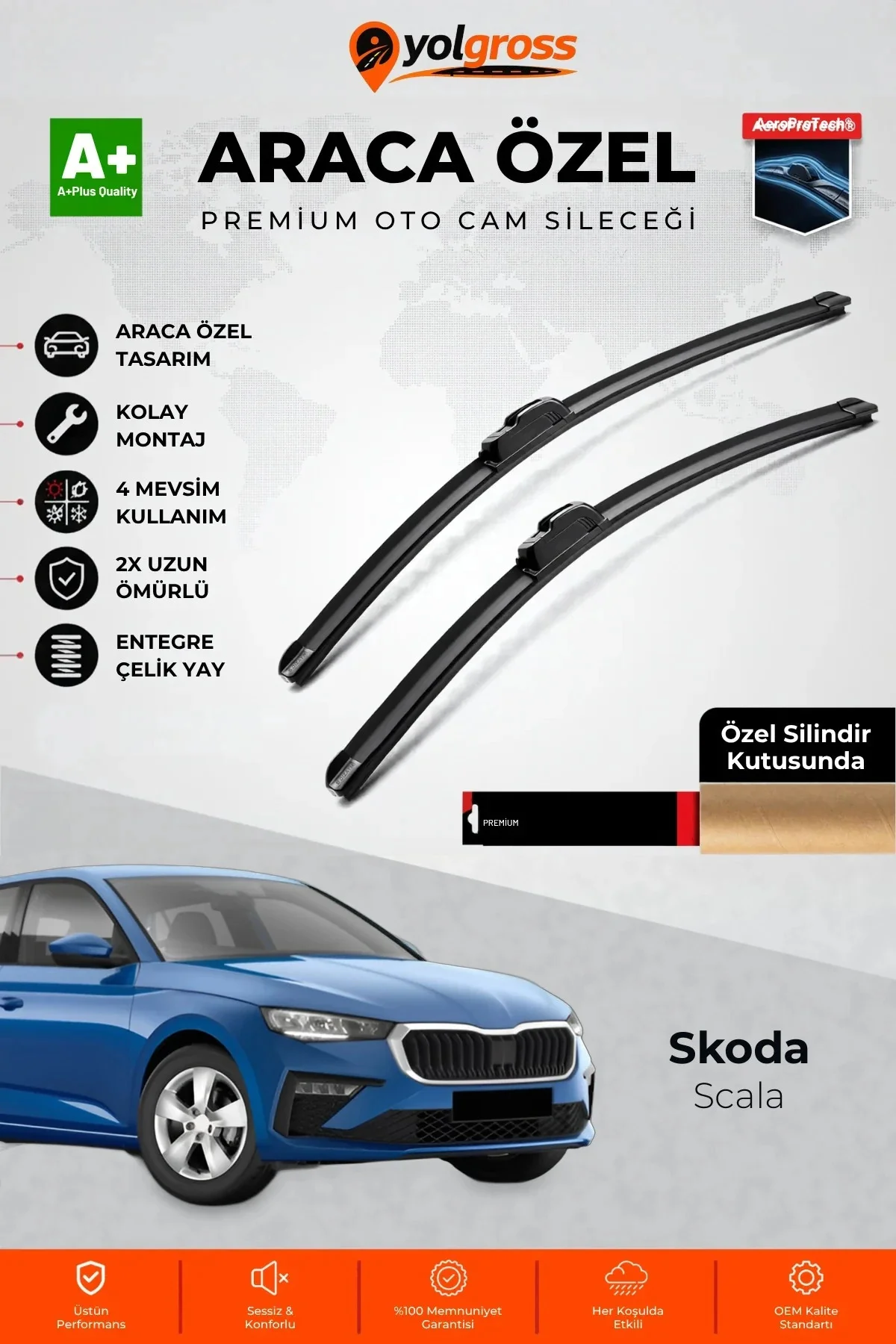 Skoda Scala Ön Cam Silecek Seti 2019 Üzeri Premium Araca Özel 65-45 Cm A+ Kalite