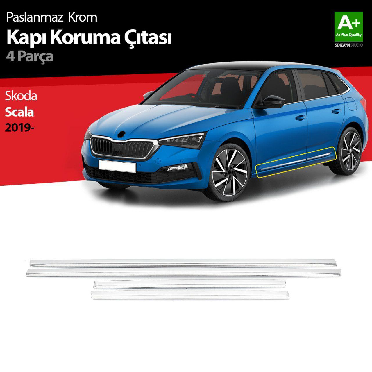 Skoda Scala Uyumlu Krom Kapı Koruma Çıtası 4 Parça. 2019 Üzeri. Skoda Scala Uyumlu Krom Kapı Koruma Çıtası 4 Parça. 2019 Üzeri.
