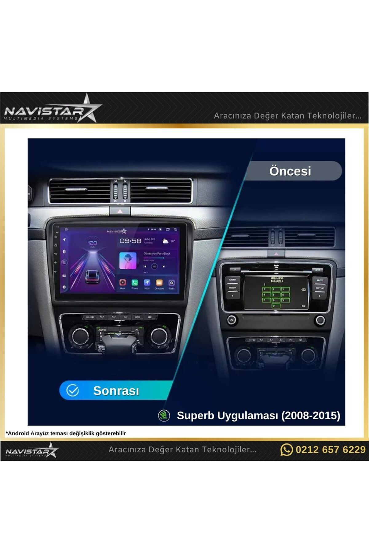 Skoda Superb 2008-2015 Model 2 64gb Android 13 Kablosuz Carplay N