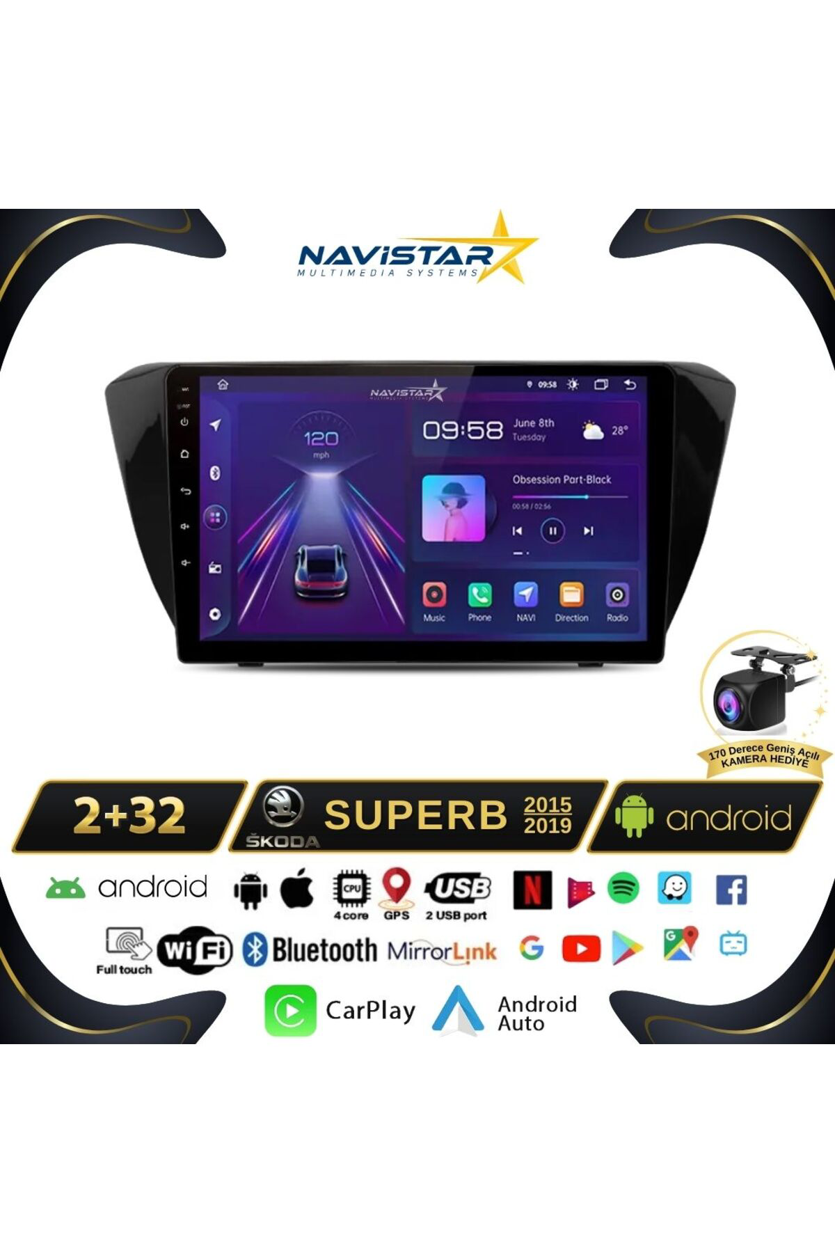Skoda Superb 2015-2019 Model 2 64gb Android 13 Kablosuz Carplay N