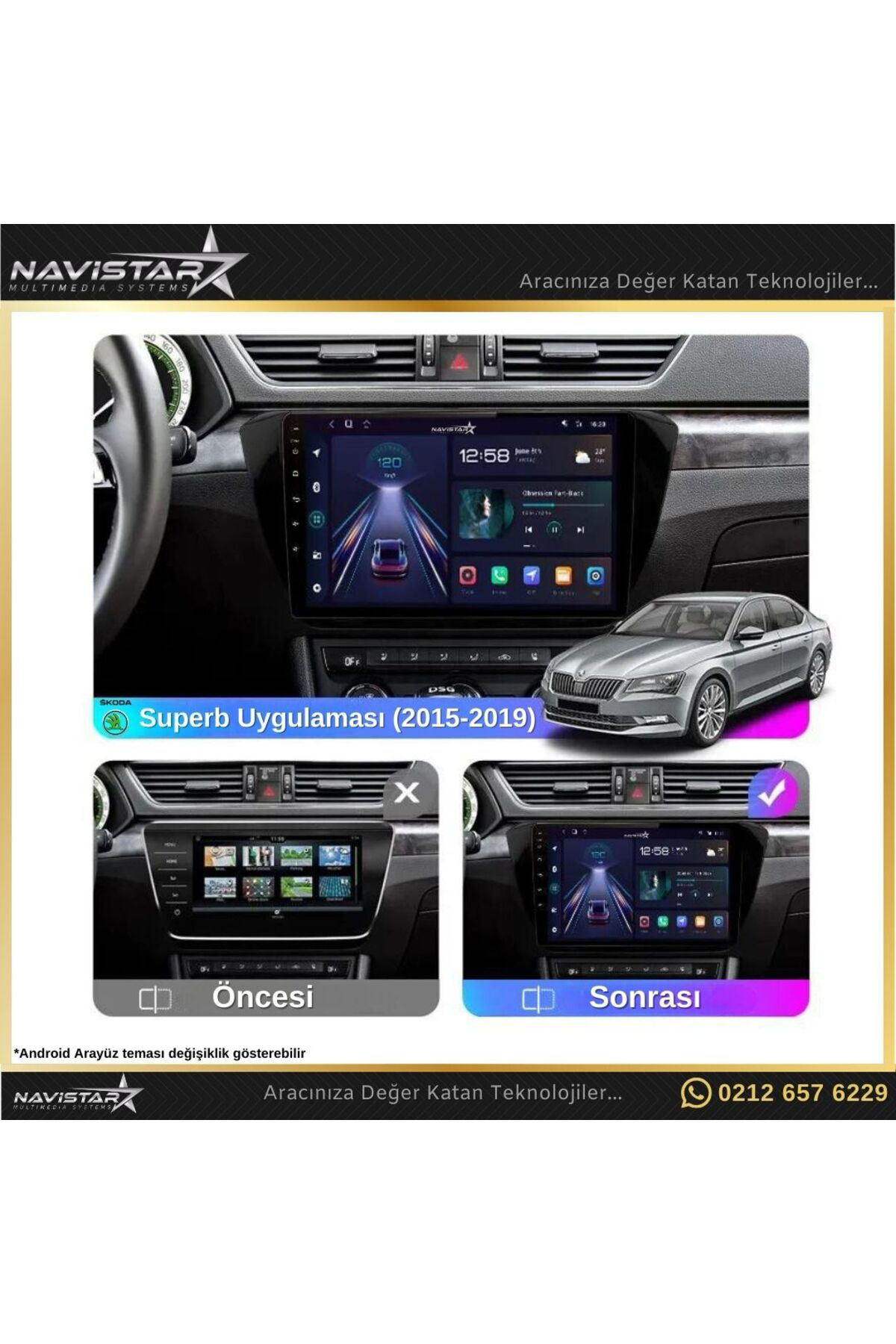 Skoda Superb 2015-2019 Model 2 64gb Android 13 Kablosuz Carplay N