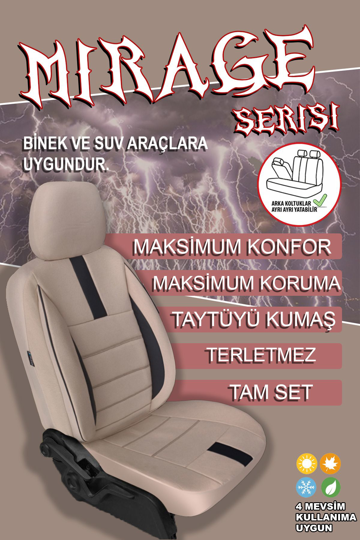SKODA SUPERB 2015-Uyumlu Oto Koltuk Kılıfı Mirage Serisi - Taba