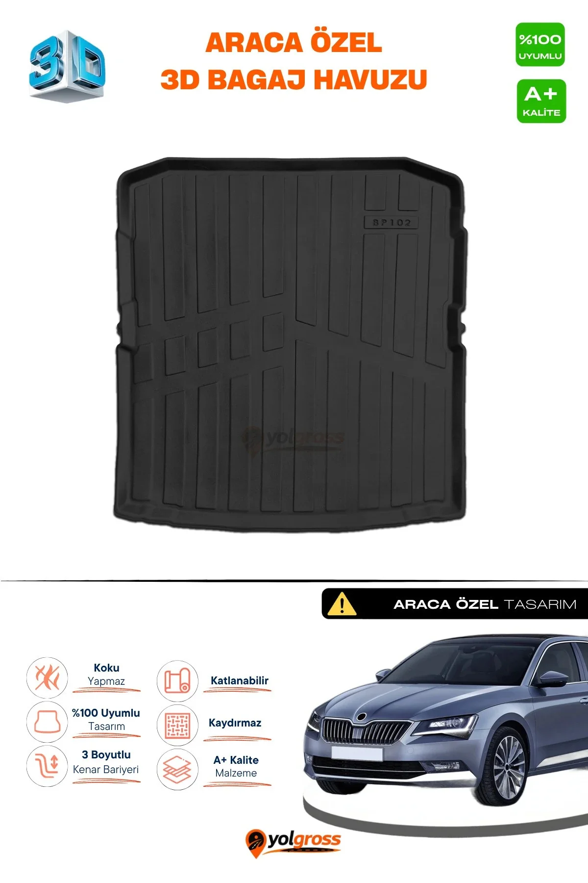 Skoda SuperB 3D Pro Bagaj Havuzu 2015-2024 A+ Kalite