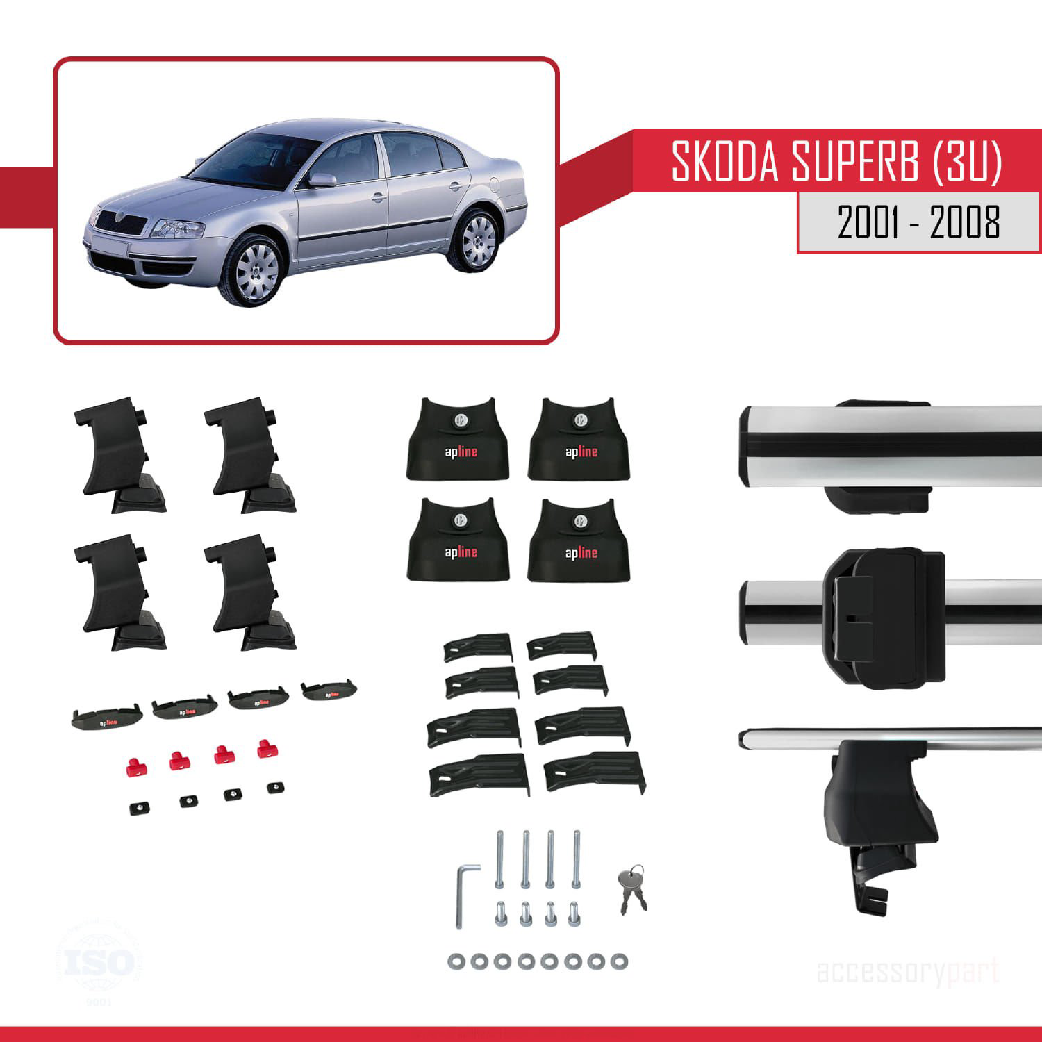 Skoda Superb (3U) 2001-2008 Arası ile uyumlu ACE-4 Ara Atkı Tavan