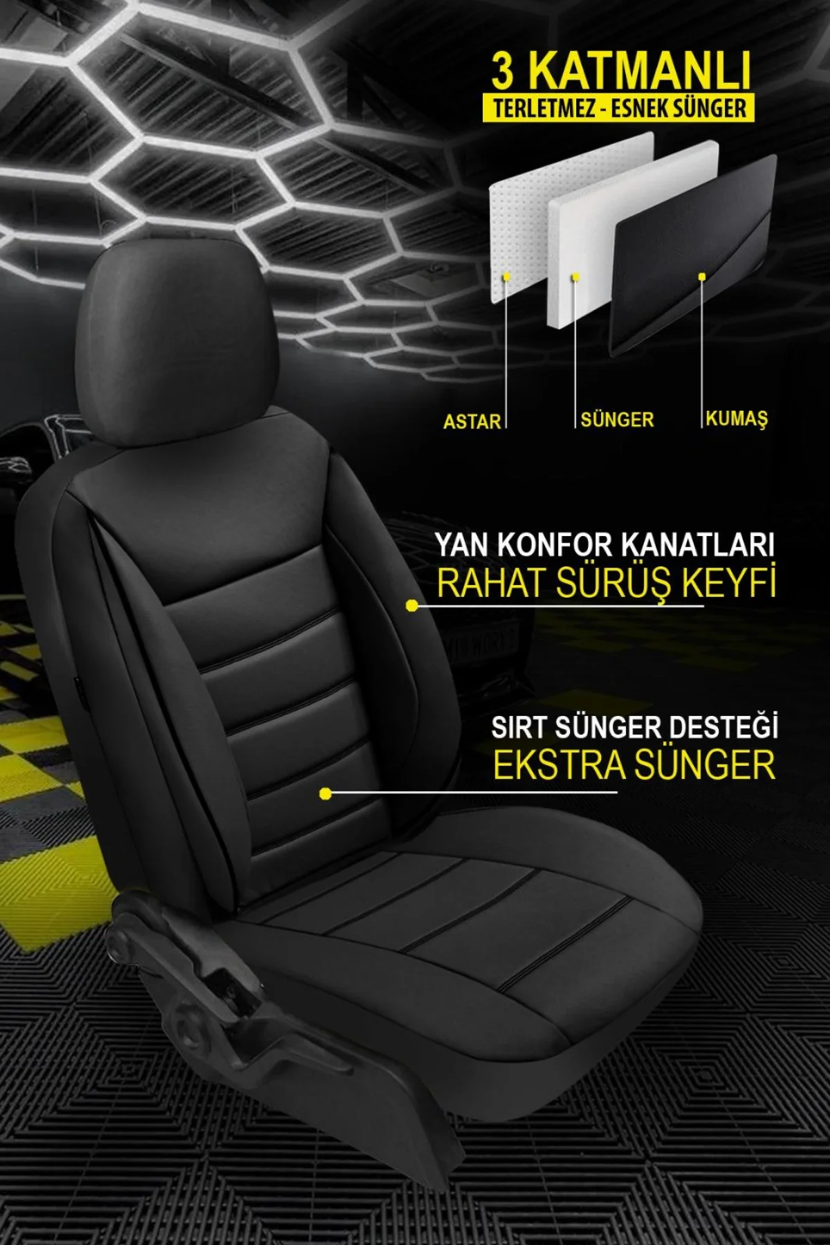 Skoda Superb B5-b5.5-b6 Aracınıza Uyumlu JetDrive Deri Koltuk Kılııfı Siyah