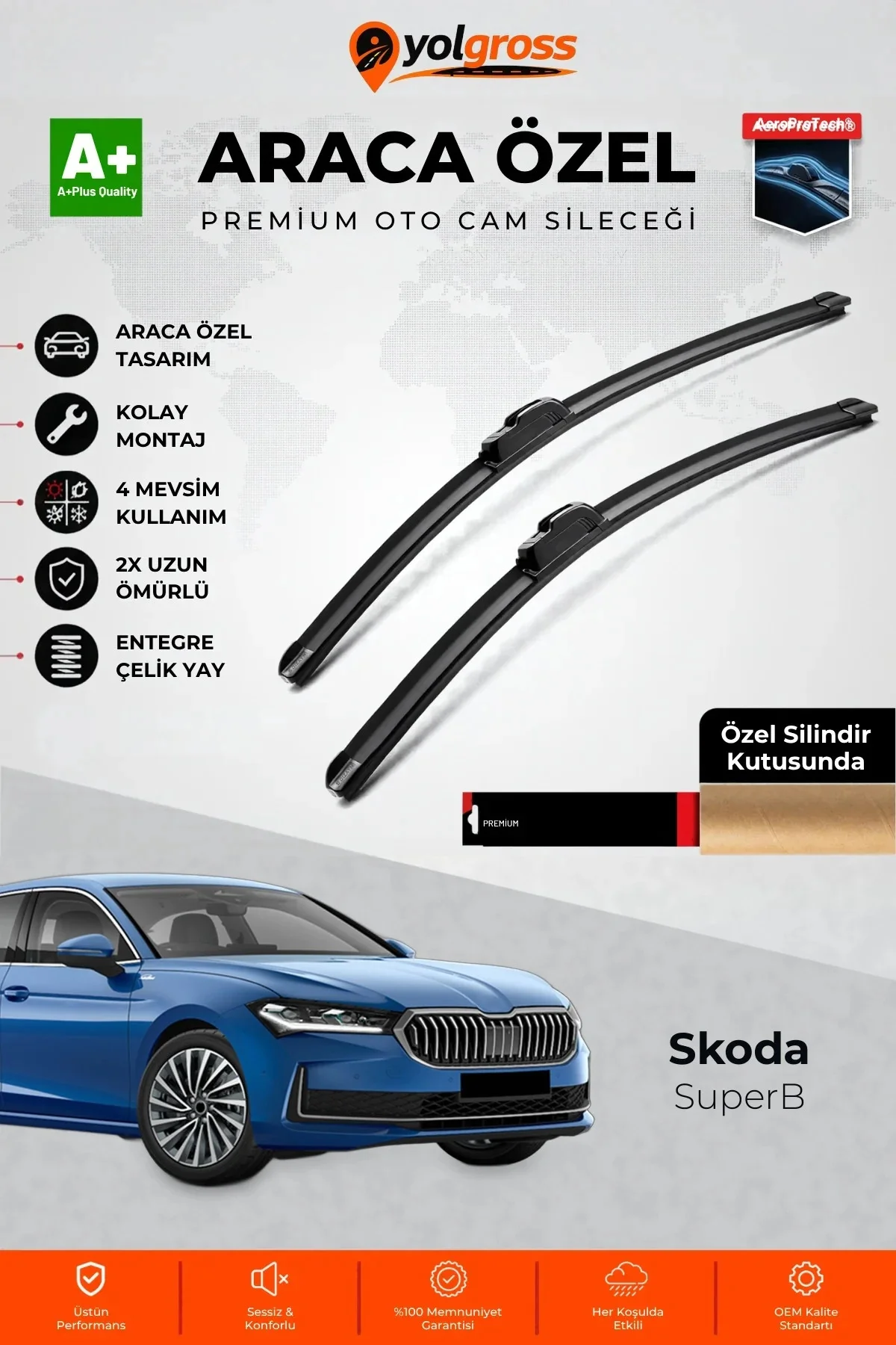 Skoda SuperB Ön Cam Silecek Seti 2023 Üzeri Premium Araca Özel 65-45 Cm A+ Kalite