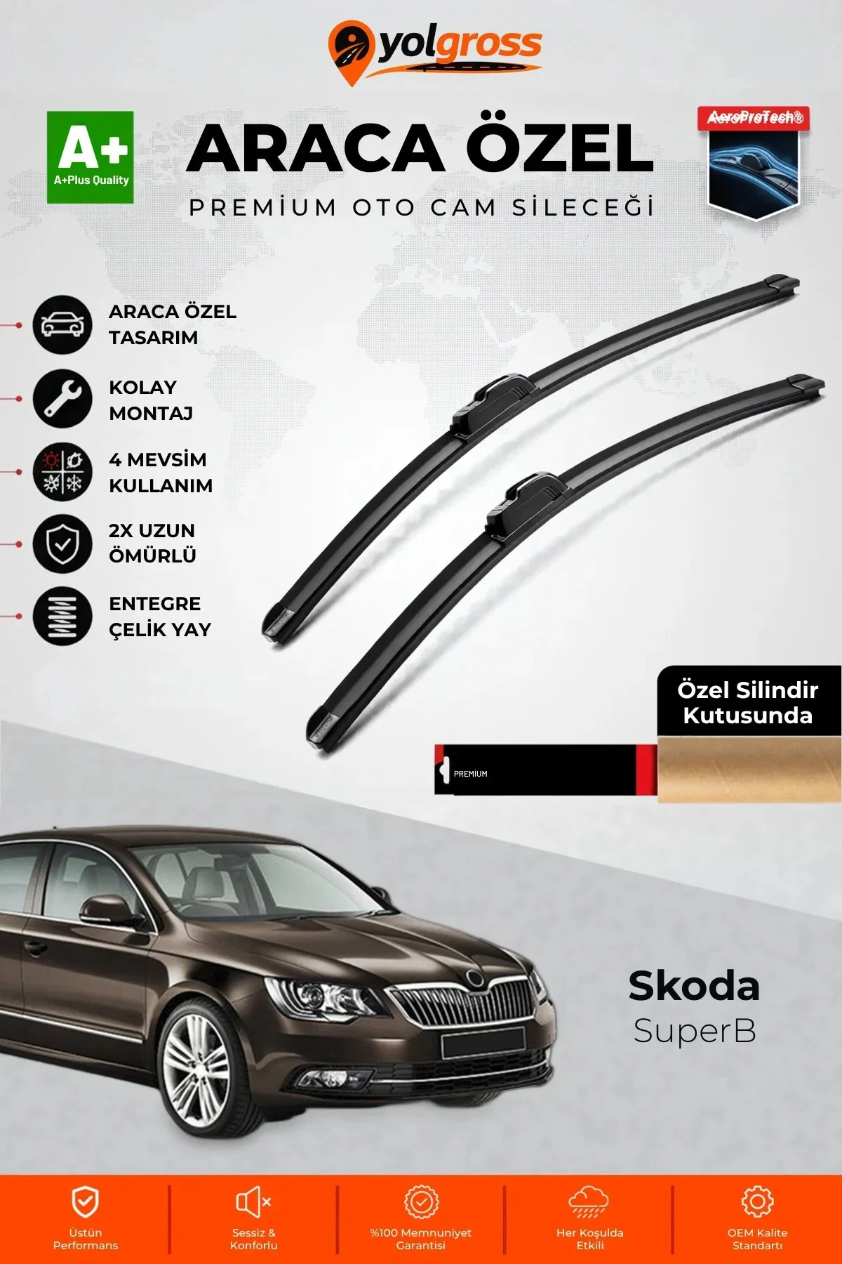 Skoda SuperB Ön Cam Silecek Seti 2008-2015 Premium Araca Özel 60-45 Cm A+ Kalite