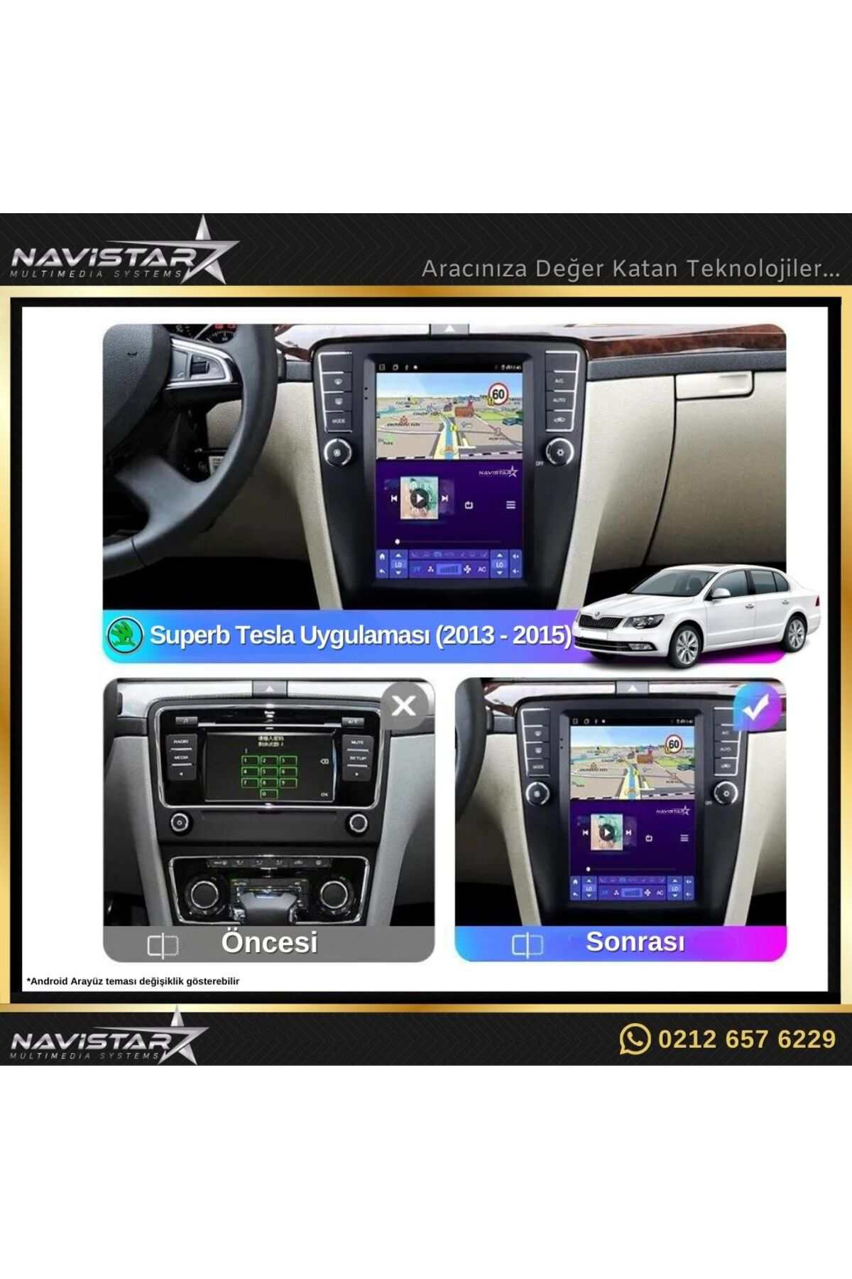 Skoda Superb Tesla 2013-2019 Model 2gb 32gb Kablosuz Carplay Navi